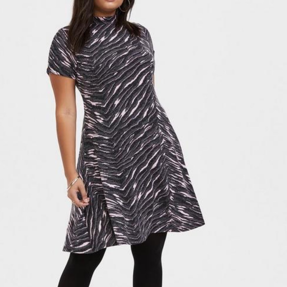 Torrid Black and Pink Zebra Print Midi Dress
